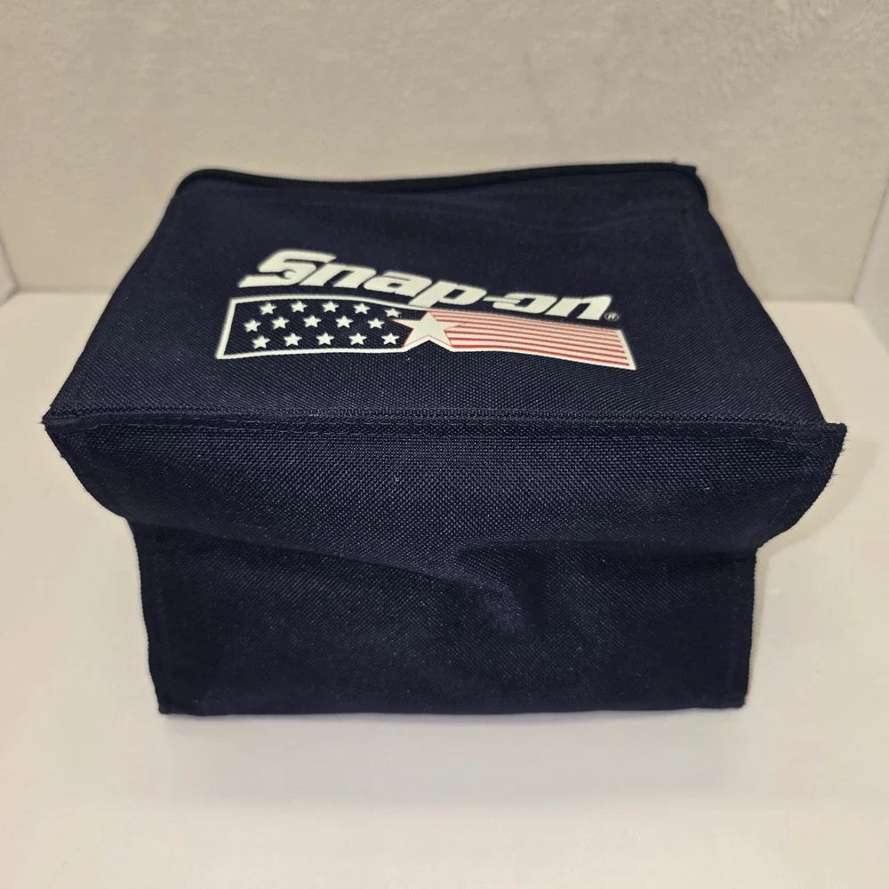 Snap-on Insulated Lunch Bag Cooler Zipper Navy USA‎ Logo Compact